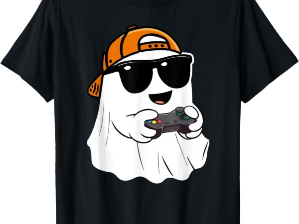 Halloween boys kids ghost gamer scary costume gaming men t-shirt