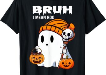 Halloween bruh ghost boo skull pumpkin boys kids men T-Shirt