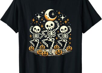 Happy Dancing Skeleton Halloween Pumpkin Women’s Fall Gift T-Shirt