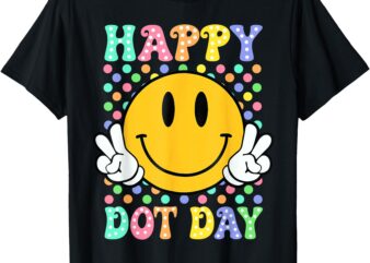 Happy Dot Day 2024 Colorful Polka Dot Smile Face Teacher Kid T-Shirt