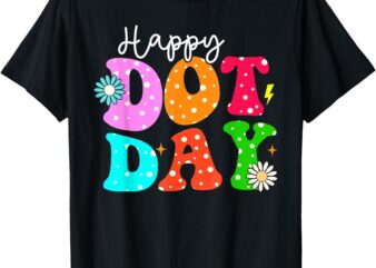 Happy Dot Day Hippie Flowers Smile Face Groovy Teacher Kids T-Shirt