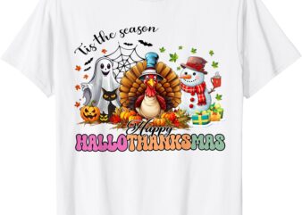 Happy Hallothanksmas Funny Halloween Thanksgiving Christmas T-Shirt