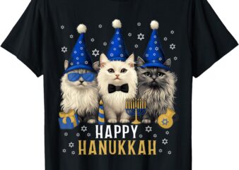 Happy Hanukcat Jewish Holiday Funny Hanukkah Cat Lover T-Shirt