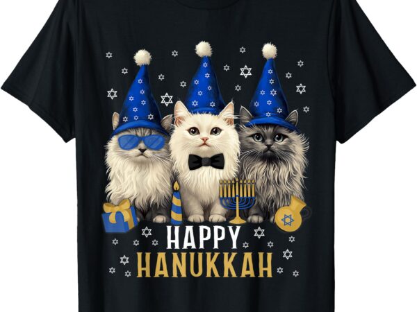 Happy hanukcat jewish holiday funny hanukkah cat lover t-shirt