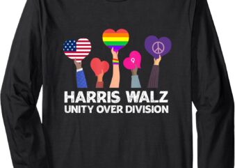 Harris Waltz 2024 Unity Over Division Kamala Harris Tim Walz Long Sleeve T-Shirt