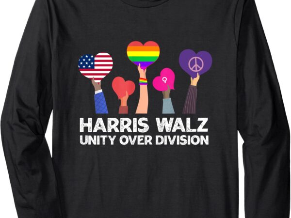 Harris waltz 2024 unity over division kamala harris tim walz long sleeve t-shirt