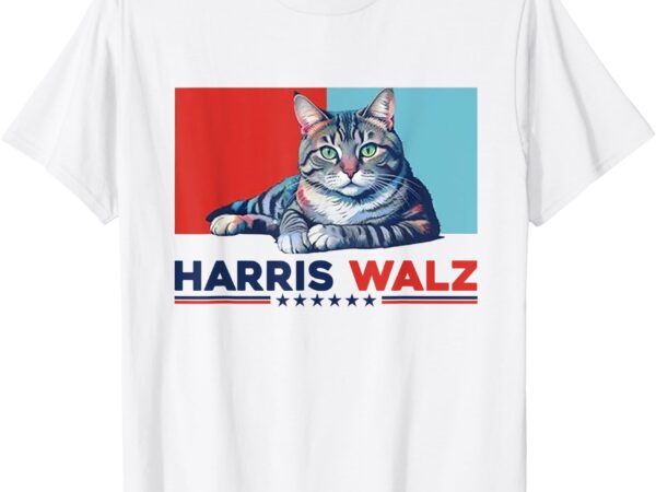 Harris walz 2024 funny cat election kamala harris t-shirt