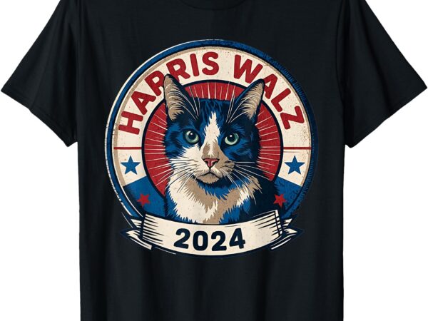 Harris walz 2024 funny cat election kamala harris tim waltz t-shirt