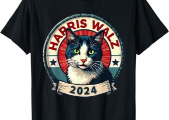 Harris Walz 2024 Funny Cat Election Kamala Harris Tim Waltz T-Shirt