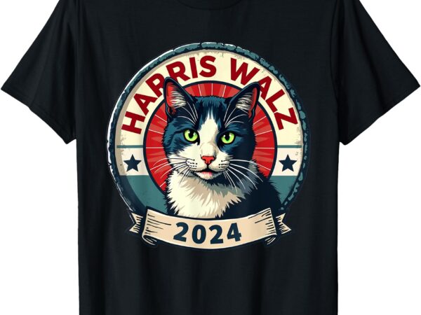 Harris walz 2024 funny cat election kamala harris tim waltz t-shirt