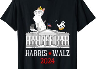 Harris Walz 2024 President Election Funny Cat Ladies T-Shirt