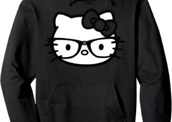 Hello Kitty Black and White Nerd Glasses Pullover Hoodie graphic t shirt