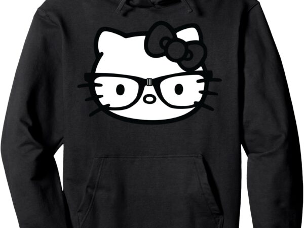 Hello kitty black and white nerd glasses pullover hoodie graphic t shirt