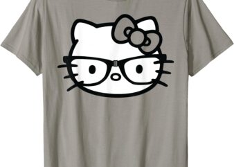 Hello Kitty Black and White Nerd Glasses Short Sleeve T-Shirt