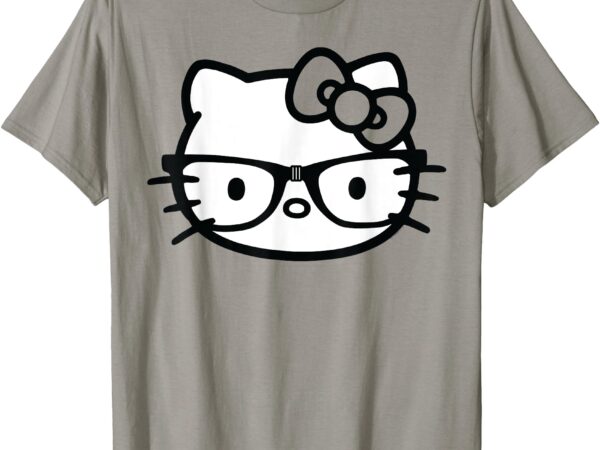 Hello kitty black and white nerd glasses short sleeve t-shirt