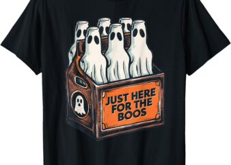 Here for the Boos Halloween 6 Pack Booze Ghost Beer Bottles T-Shirt