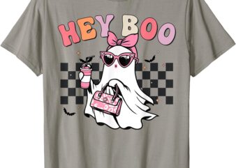 Hey Boo Cute Ghost Coffee Funny Halloween Women Girl Toddler T-Shirt