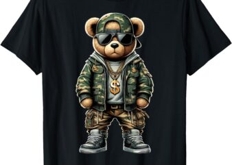 Hip Hop Teddy Bear Camouflage T-Shirt