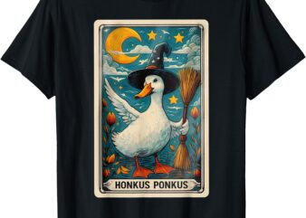 Honkus Ponkus Halloween Goose Meme Parody Retro Tarot Card T-Shirt