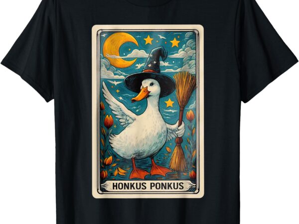 Honkus ponkus halloween goose meme parody retro tarot card t-shirt