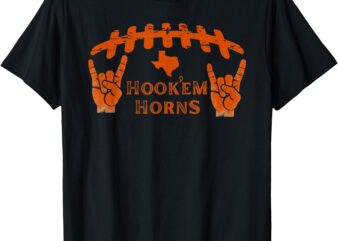 Hook’em Horns Football Laces and Texas Map T-Shirt