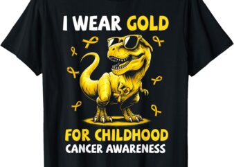 I Wear Gold For Childhood Cancer Awareness Dinosaur Boys T-Shirt