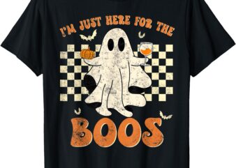 I’m Just Here For The Boos Ghost Retro Groovy Halloween T-Shirt