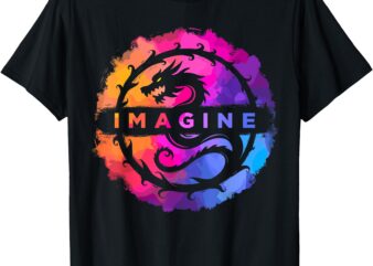 Imagine Colorful Fantasy Retro Dragon T-Shirt