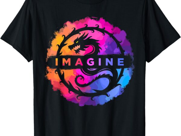 Imagine colorful fantasy retro dragon t-shirt