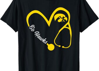 Iowa Hawkeyes Heart 3 4 Nurse T-Shirt