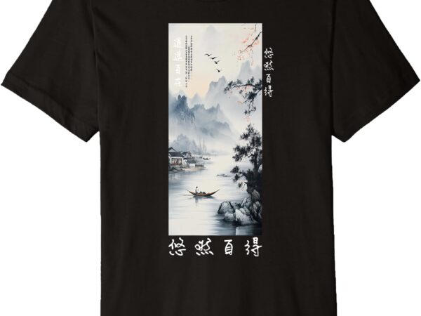 Japanese zen landscape art – tranquil aesthetic design premium t-shirt