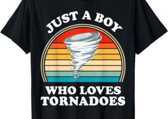 Just A Boy Who Loves Tornadoes Funny Retro Boys Tornado T-Shirt