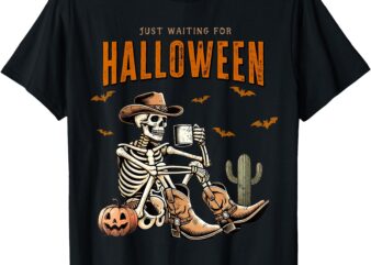 Just waiting for Halloween skeleton Halloween party matching T-Shirt