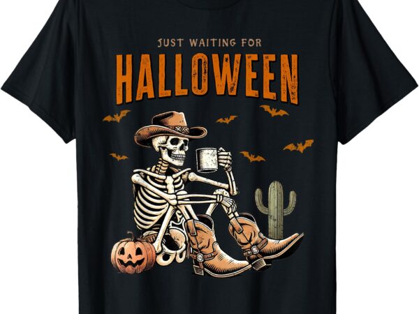 Just waiting for halloween skeleton halloween party matching t-shirt