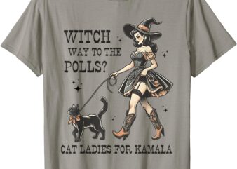 Kamala Harris Cat Witch Way To The Polls Halloween T-Shirt