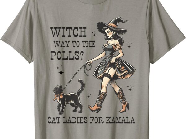 Kamala harris cat witch way to the polls halloween t-shirt