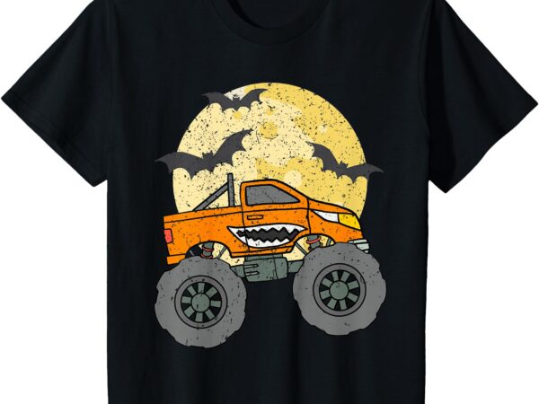 Kids boys monster truck happy halloween moon toddler t-shirt