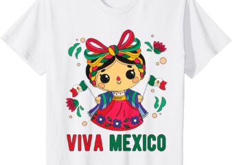 Kids Cute Viva Mexico Girl Mexican independence day Kids Toddler T-Shirt