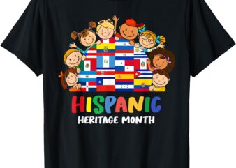 Kids National Hispanic Heritage Month Children Latin Flags T-Shirt