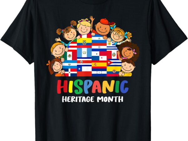 Kids national hispanic heritage month children latin flags t-shirt