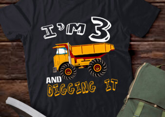 LT323 three 3rd Birthday Construction Boy 3 Years Old t shirt vector graphic