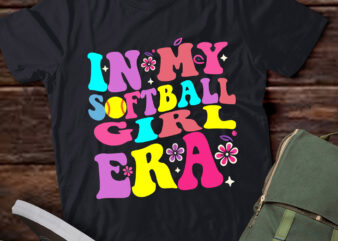 LT352 In My Softball Girl Era Groovy Retro Softball Girl t shirt vector graphic