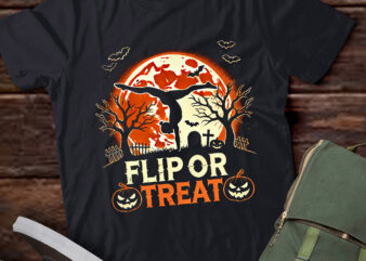 LT406 Gymnastics Halloween Flip or Treat Halloween Gifts t shirt vector graphic