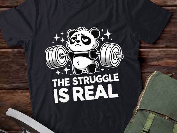 Lt407 panda the struggle is real weightlifting fitness gym t shirt vector graphic