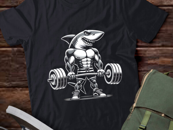 Lt415 funny shark weightlifting bodybuilder muscle fitness t shirt vector graphic