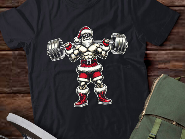 Lt422 santa weightlifting christmas fitness gym deadlift t shirt vector graphic