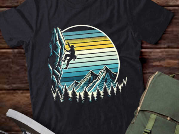 Lt432 retro mountain climber boulder sports rock climbing t shirt vector graphic