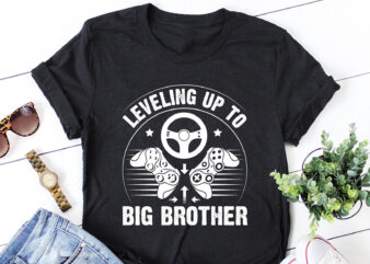 Leveling up to Big Brother Gamer Gamer Birthday T-Shirt Design