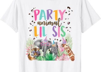 Lil Sister Of The Birthday Boy Girl Zoo Theme Animal Party T-Shirt