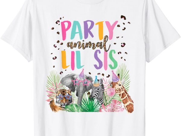 Lil sister of the birthday boy girl zoo theme animal party t-shirt